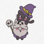 Halloween Cat With Boo Embroidery Design - 5 Sizes