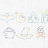 Halloween Line Art Embroidery Design - 5 Sizes