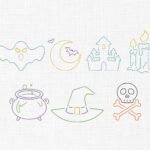 Halloween Line Art Embroidery Design - 5 Sizes