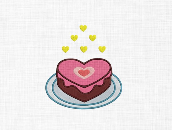 Heart cake Embroidery Design - 5 Sizes