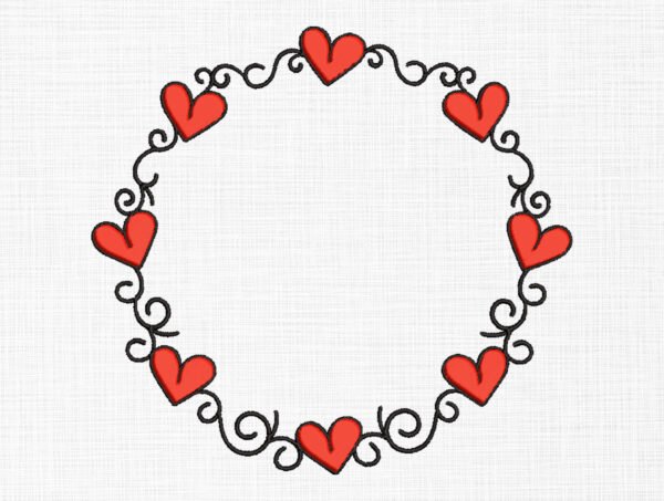 Heart Monogram Embroidery Design - 5 Sizes