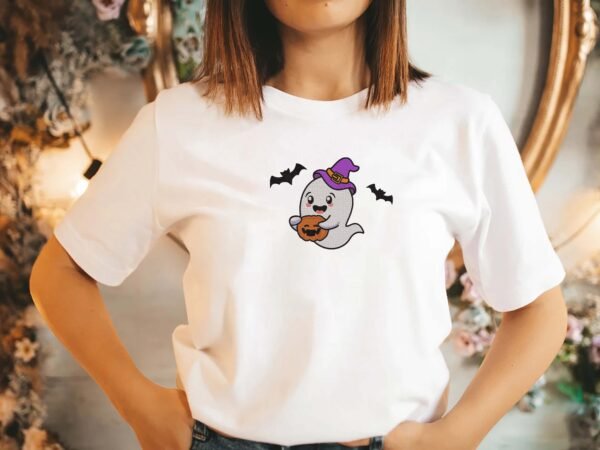 Cute Boo Ghost Embroidery Design - 5 Sizes - Image 2