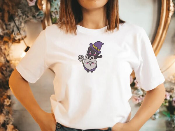 Halloween Cat With Boo Embroidery Design - 5 Sizes - Image 2