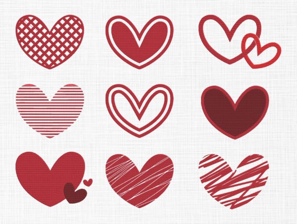 Hearts Bundle Embroidery Design - 5 Sizes