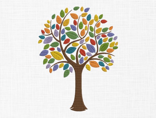Colorful Tree Embroidery Design - 5 Sizes