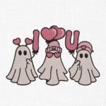 I Love You Ghosts Embroidery Design - 5 Sizes