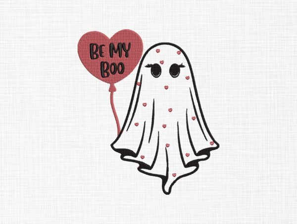 Ghost With Balloon Embroidery Design - 5 Sizes