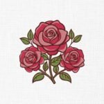 Rose Flowers Embroidery Design - 5 Sizes