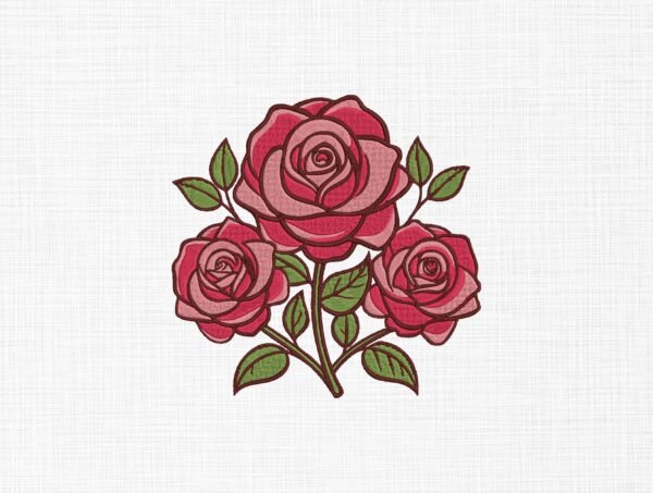 Rose Flowers Embroidery Design - 5 Sizes