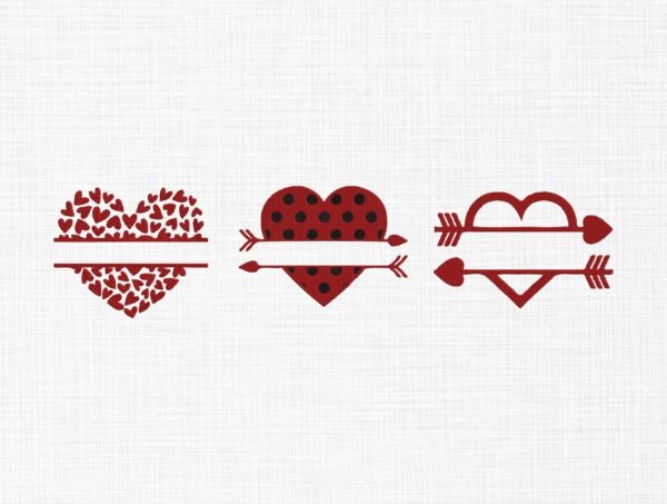 Hearts Monogram Embroidery Design - 5 Sizes