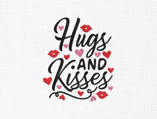 Hugs and kisses Embroidery Design - 5 Sizes