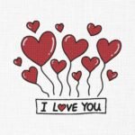 I Love You Heart Balloons Embroidery Design - 5 Sizes