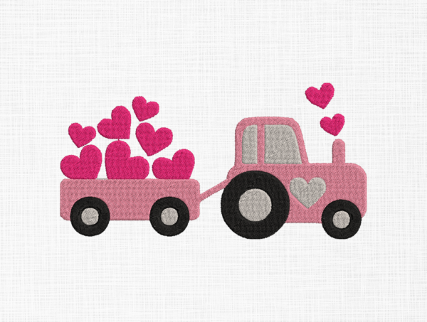 Valentine Truck with hearts Embroidery Design - 5 Sizes