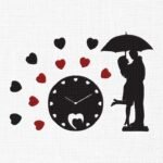 Valentine Couple With Clock Embroidery Design - 5 Sizes