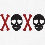 XOXO Valentine Skull Embroidery Design - 5 Sizes
