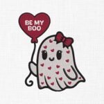 Cute Valentine Ghost Embroidery Design - 5 Sizes