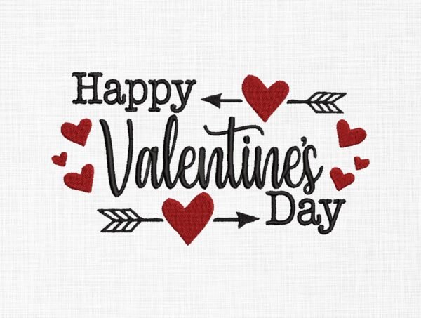 Happy Valentine's Day Embroidery Design - 5 Sizes