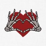 Heart With Skull Hands Embroidery Design - 5 Sizes