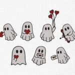 Cute Valentine Ghosts Embroidery Design - 5 Sizes