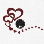 Valentine Hearts Clock Embroidery Design - 5 Sizes