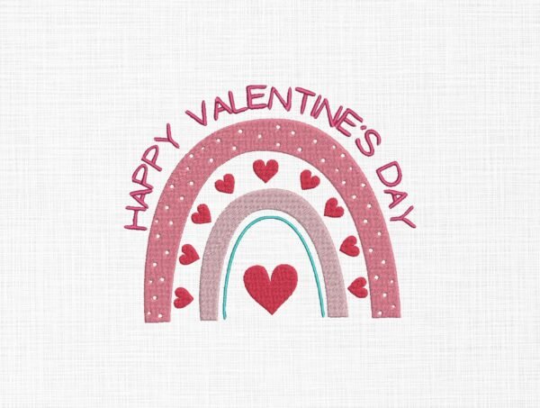 Happy Valentine's Day Rainbow Embroidery Design - 5 Sizes