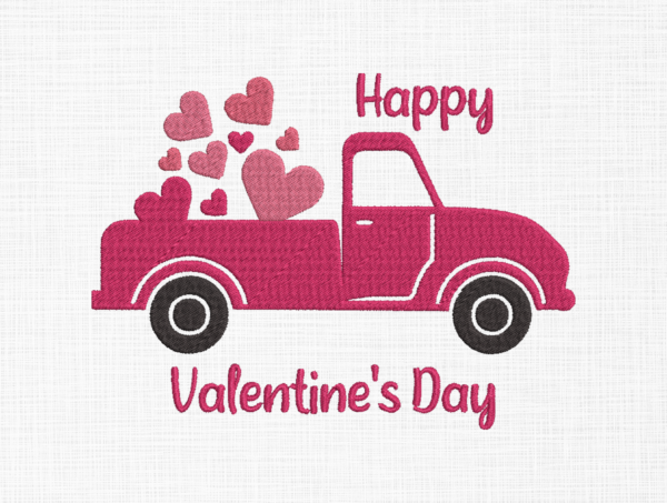 Valentine truck Embroidery Design - 5 Sizes