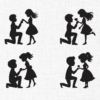 Valentine couple silhouette Embroidery Design - 5 Sizes