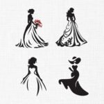 Wedding Bride Line Art Embroidery Design - 5 Sizes