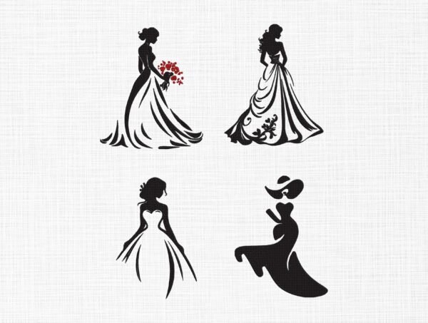 Wedding Bride Line Art Embroidery Design - 5 Sizes