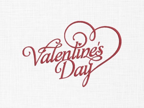 Happy Valentine's Day With Heart Embroidery Design - 5 Sizes