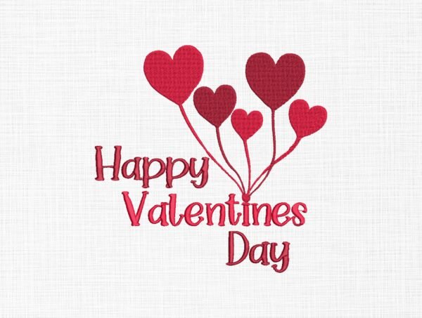 Valentine Balloons Embroidery Design - 5 Sizes