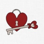 Valentine Lock & Key Embroidery Design - 5 Sizes