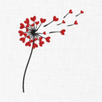 Heart Dandelion Embroidery Design - 5 Sizes