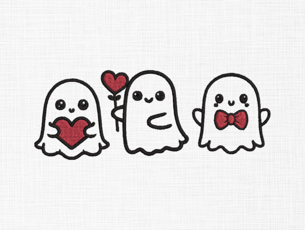 Cute Ghost Embroidery Design - 5 Sizes