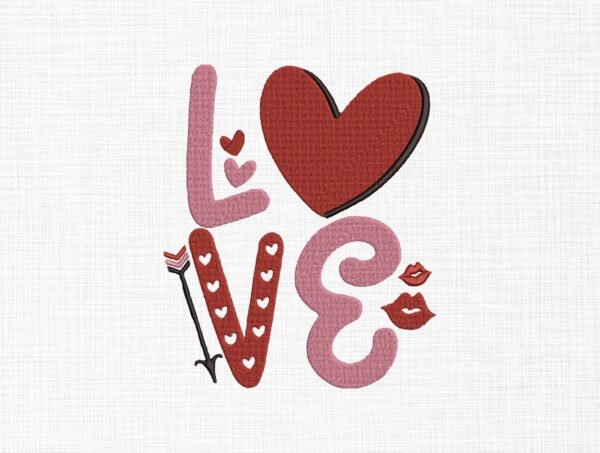 Valentine Love Embroidery Design - 5 Sizes