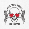 Valentine Skull Embroidery Design - 5 Sizes