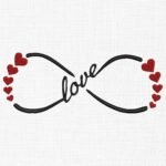 Infinity Love With Hearts Embroidery Design - 5 Sizes