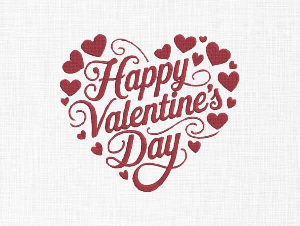 Happy Valentine Day Embroidery Design - Sizes