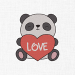 Love Panda Embroidery Design - 5 Sizes