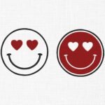 Smiley Face With Hearts Embroidery Design - 5 Sizes