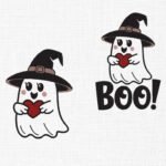 Boo Ghost With Heart Embroidery Design - 5 Sizes