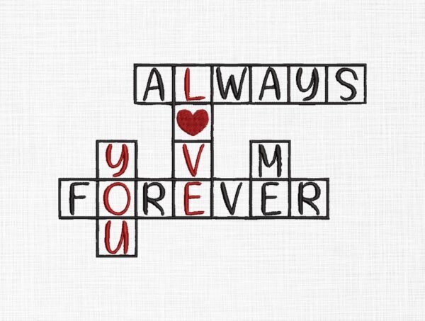 Always Love You Forever Heart Embroidery Design - 5 Sizes