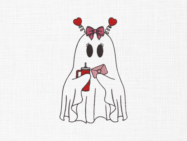 Valentine Boo Embroidery Design - 5 sizes