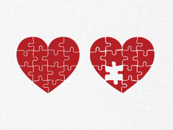 Puzzle heart Embroidery Design - 5 sizes