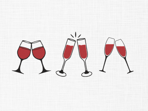 Wine glass Embroidery Design - 5 sizes