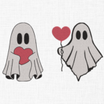 Ghost with heart Embroidery Design - 5 sizes