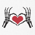 Skeleton hand heart Embroidery Design - 5 sizes
