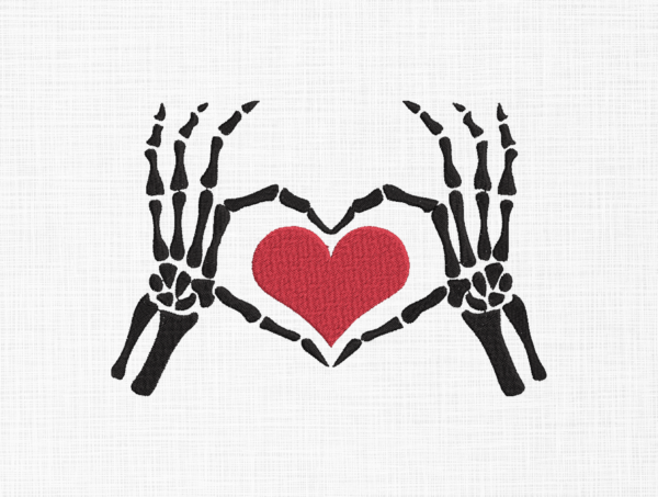 Skeleton hand heart Embroidery Design - 5 sizes