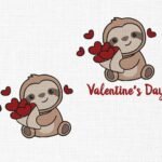Cute Valentine Monkey Embroidery Design - 5 Sizes
