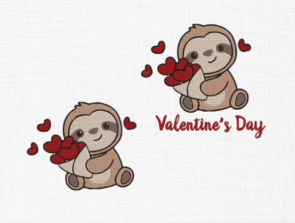 Cute Valentine Monkey Embroidery Design - 5 Sizes